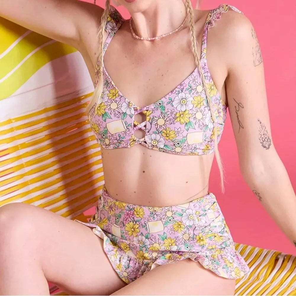 Disney Tangled Ruffle‎ Skirted Swim Bottoms & Top Hot Topic